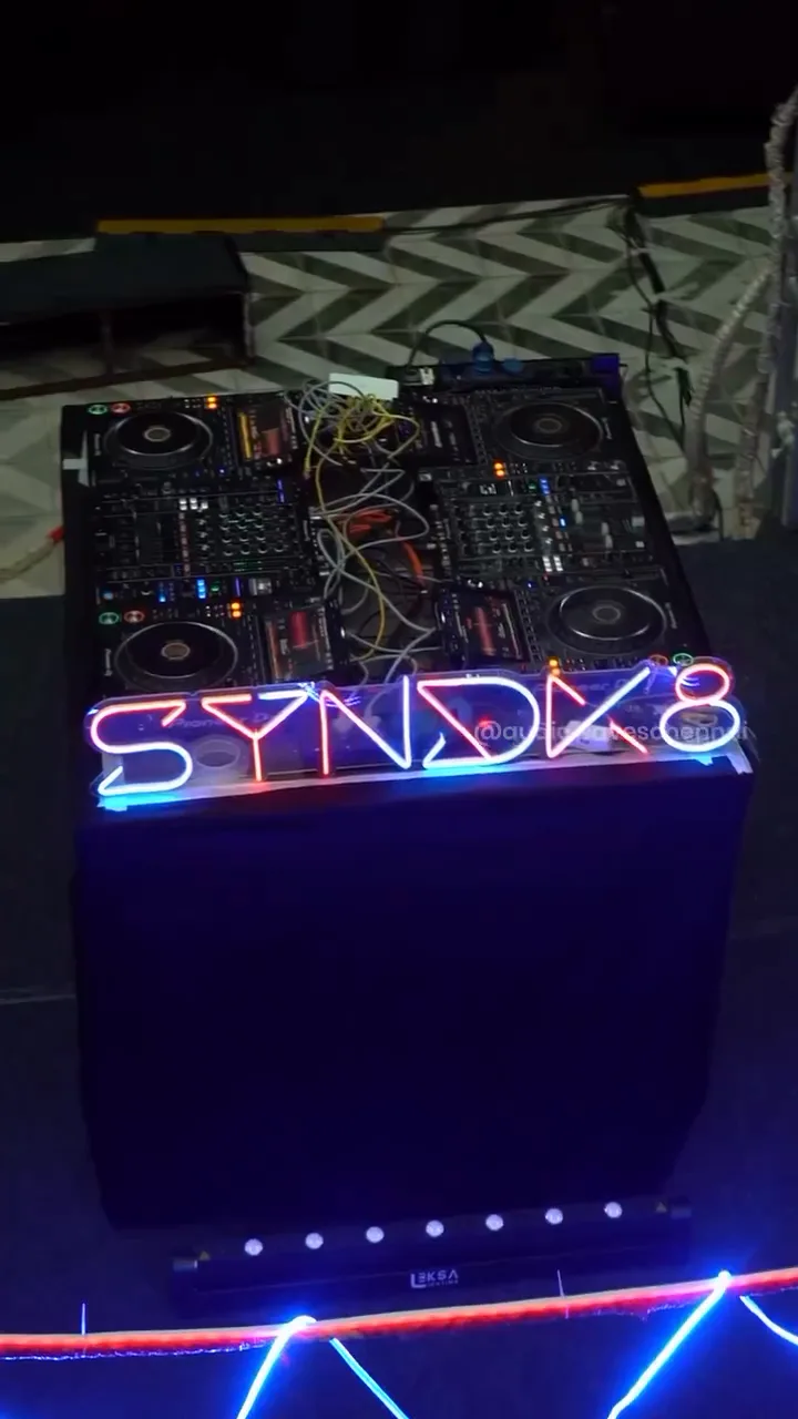 DJ console set up for the face-to-face DJ arena at Secret Story